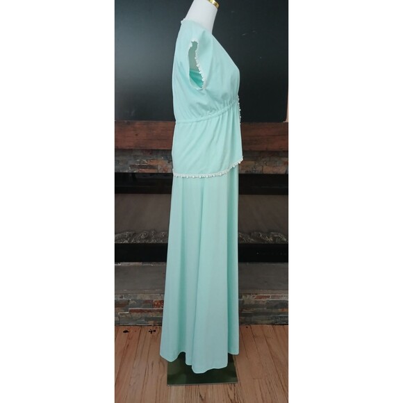 Womens 2-Piece Long Nightgown/Evening Gown 7/8 Short Sleeve Cover Jacket Vintage - Picture 3 of 16
